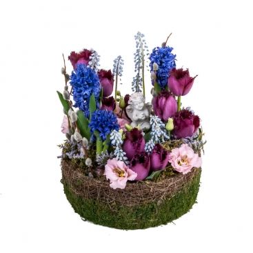 Композиція з гіацинтом і тюльпанами