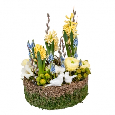 Композиція з гіацинтом і ранункулюсом